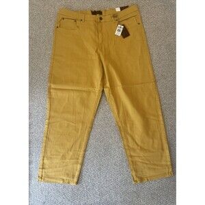 River Rock Straight Jeans Mens Yellow Denim Zip Fly 5-Pocket Comfort 44x30 NWT